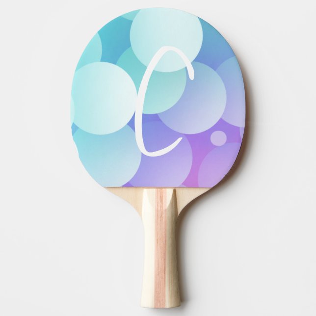 C Initial Namn Bubblor Spel Paddle Blå Lila Pingisracket (Framsidan)
