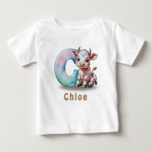 C is for Cow – Custom Baby T-Shirt  (Framsida)