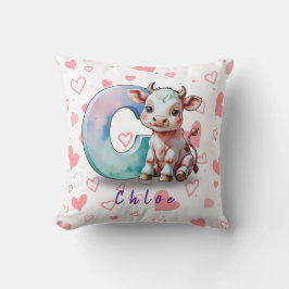 C is for Cow – Personalized Baby Pillow with Heart Kudde
