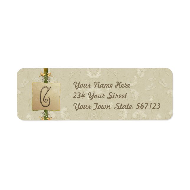 C - Ivory Elegance Monogram Returadress Etikett (Framsidan)