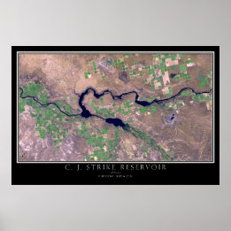 C J Strejka Reservoir Idaho Satellite Poster Karta