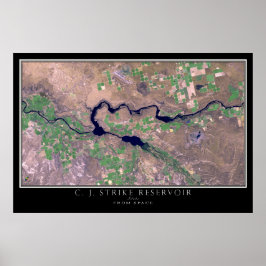 C J Strejka Reservoir Idaho Satellite Poster Karta