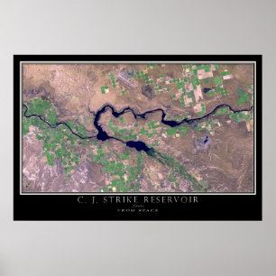 C J Strejka Reservoir Idaho Satellite Poster Karta