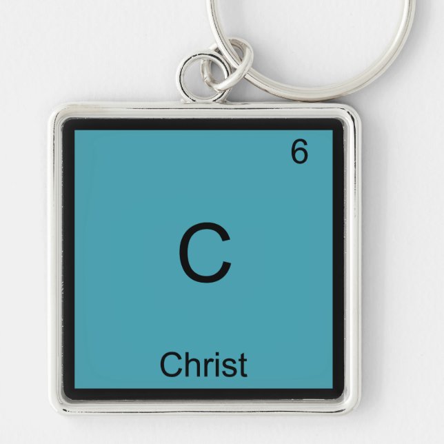 C - Jesus Chemistry Inslag Symbol T-Shirt Fyrkantig Silverfärgad Nyckelring (Framsidan)
