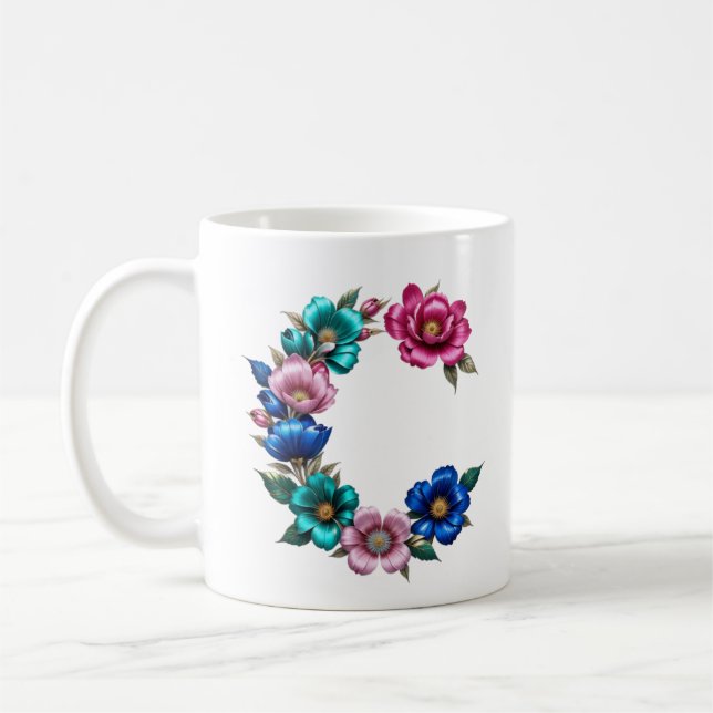 C. Kaffe Mugg - Blommigtens utformning för utlämna (Vänster)