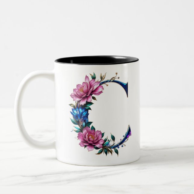 C. Kaffe Mugg - Blommigtens utformning för utlämna (Vänster)