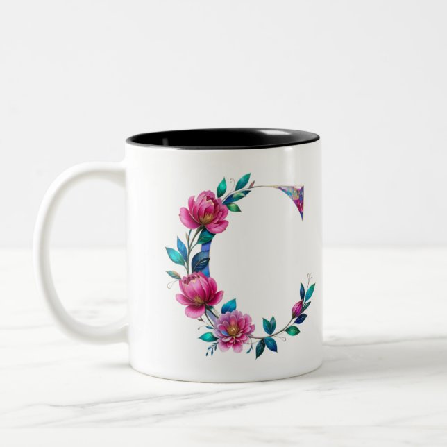 C. Kaffe Mugg - Blommigtens utformning för utlämna (Vänster)