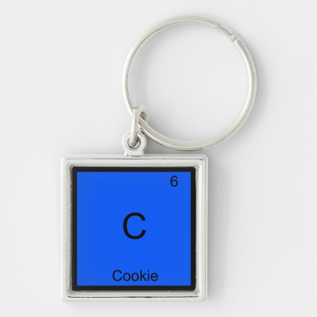 C - Kemi Kemiskt Element Symbol Rolig Fyrkantig Silverfärgad Nyckelring (Framsidan)