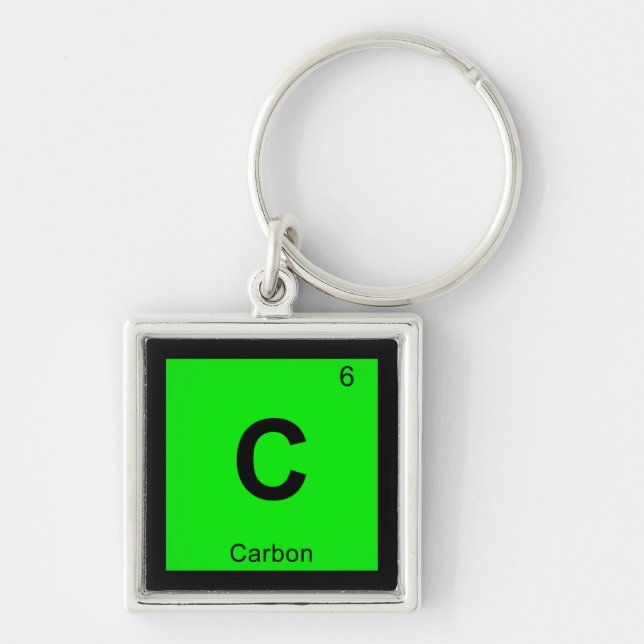 C - Kokemisk återkommande Bord-symbol Fyrkantig Silverfärgad Nyckelring (Framsidan)