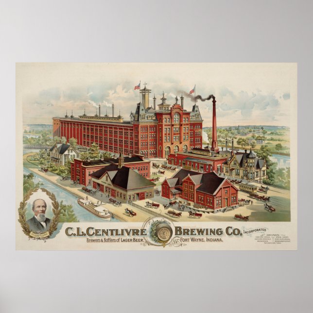 C.L. Centlivre Brewing Company Factory Byggnad. Poster (Framsidan)