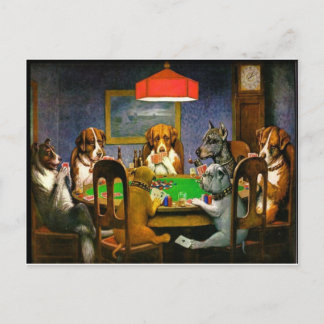 C. M. Coolidge Dogs Pets Poker Cards Humor Destiny Vykort