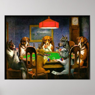 C.M. Coolidge Hundar Poker Poster