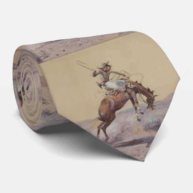 C M Russell A Bad One Western Bronc Rider Slips (Rullad)