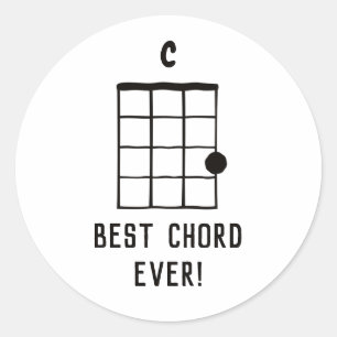 C Major Best Chord Aldriukulele Älskare Runt Klistermärke