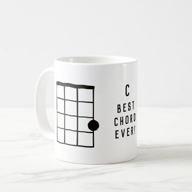 C Major Best Chord någonsin Ukulele Kaffemugg (Framsida vänster)