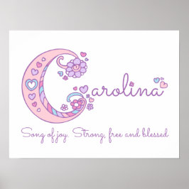 C monogram art Carolina Girl namn poster