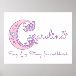 C monogram art Carolina Girl namn poster