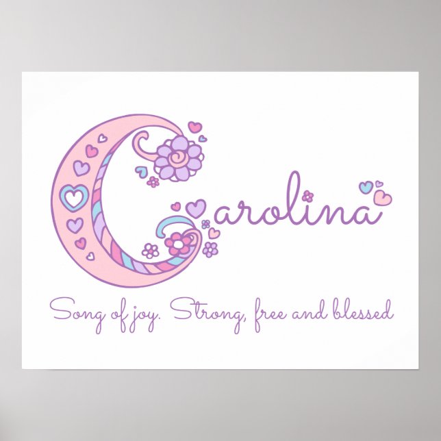 C monogram art Carolina Girl namn poster (Framsidan)
