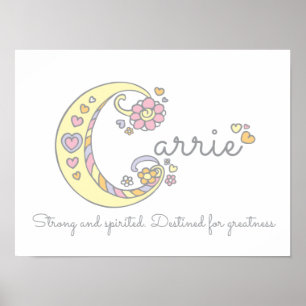 C monogram Art Carrie Flickor namn poster