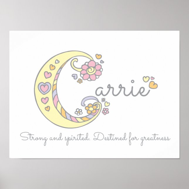 C monogram Art Carrie Flickor namn poster (Framsidan)