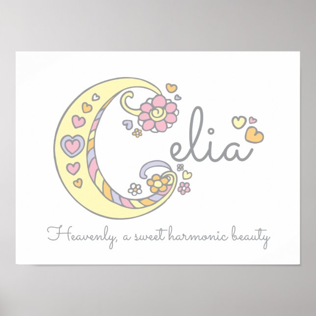 C monogram art Celia-flickorna namn poster (Framsidan)