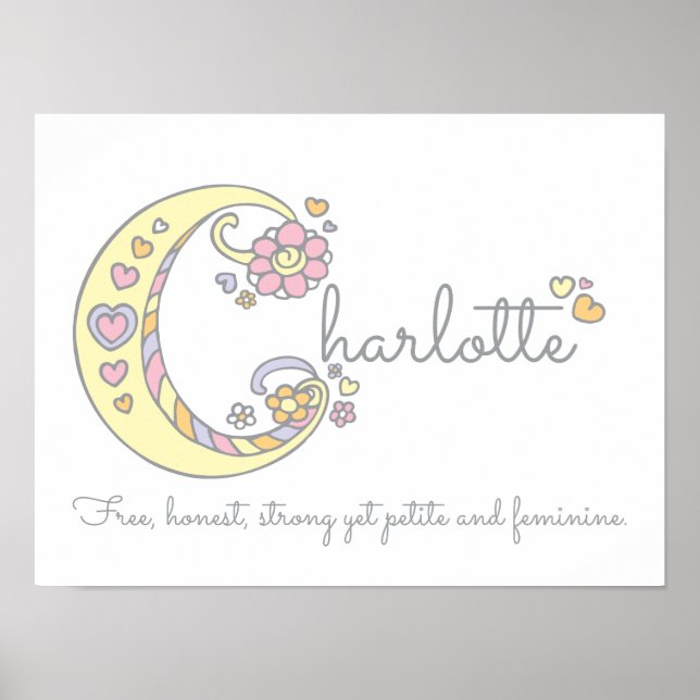 C monogram art Charlotte Flickor namn poster (Framsidan)