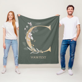C Monogram Blommigt Personlig Fleece Blanket