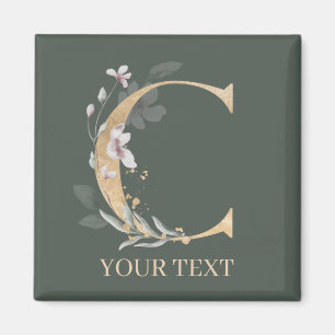 C Monogram Blommigt Personlig Magnet