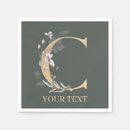 C Monogram Blommigt Personlig Napkins Pappersservett