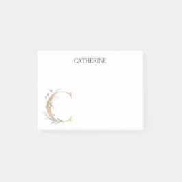 C Monogram Blommigt Personlig Post-it Block