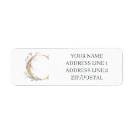 C Monogram Blommigt Personlig Returadress Etikett