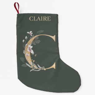 C Monogram Blommigt Personlig Sto (liten jul) Liten Julstrumpa