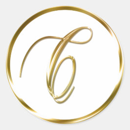 C Monogram faux Guld kuvert eller försegling Runt Klistermärke