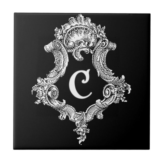 C Monogram första gången Kakelplatta (Framsidan)