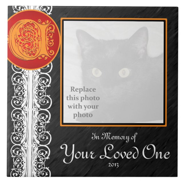 C Monogram "In Memory of Your Loved One"-panel Kakelplatta (Framsidan)