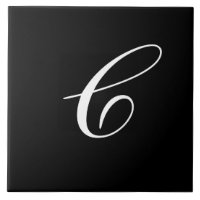 C Monogram inledande vit på svart