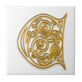 C Monogram "Irish Guld" Ceramic Tile Kakelplatta