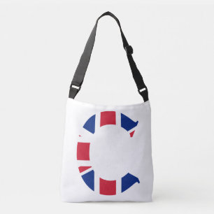 C Monogram överlagd på Union Jack Flagga-kassett Axelväska