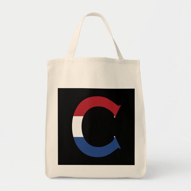 C Monogram överlagt på NLD-Flagga på bkGt Tygkasse (Framsidan)