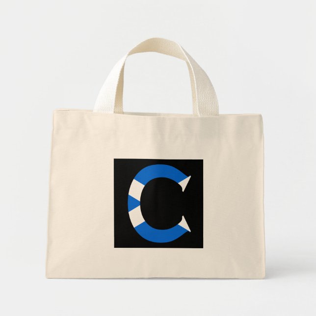 C Monogram överlagt på Skotska Flaggan ttt Mini Tygkasse (Framsidan)