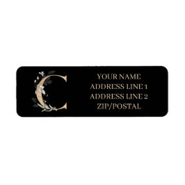 C Monogram-Personlig för Blommigt Returadress Etikett