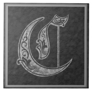 C Monogram "Royal Grått Stone" keramiskt plattor Kakelplatta