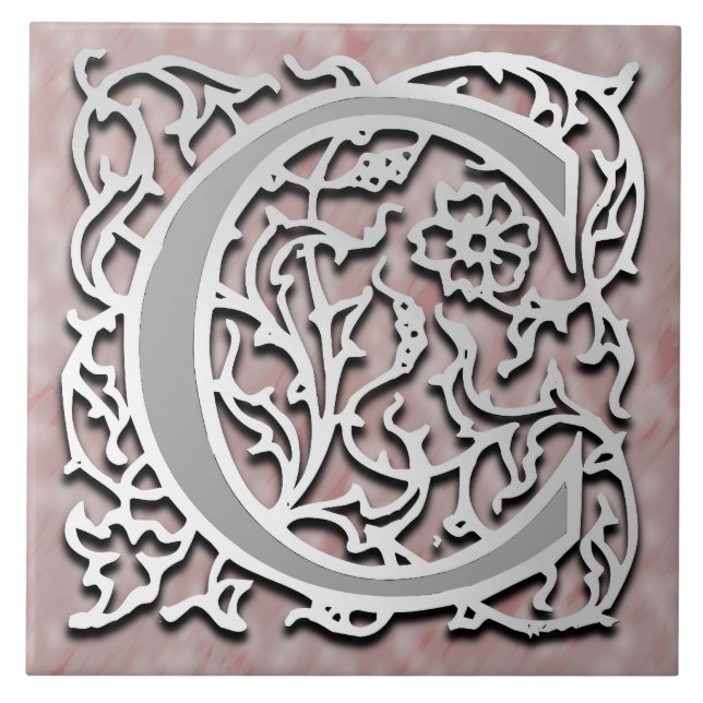 C Monogram "Silver Stone" keramiskt plattor Kakelplatta (Framsidan)