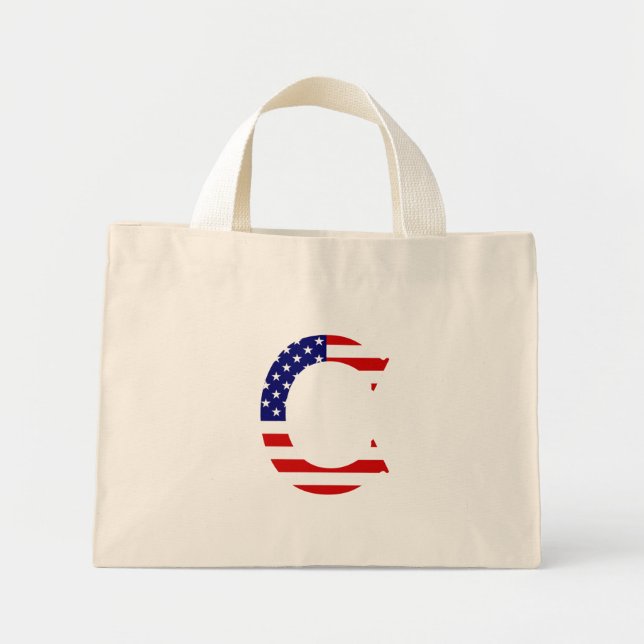 C Monogram täckt över USA flagga Mini Tygkasse (Framsidan)