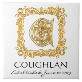 "C" Monogramplattan för efternamnet Bröllop-årsdag Kakelplatta