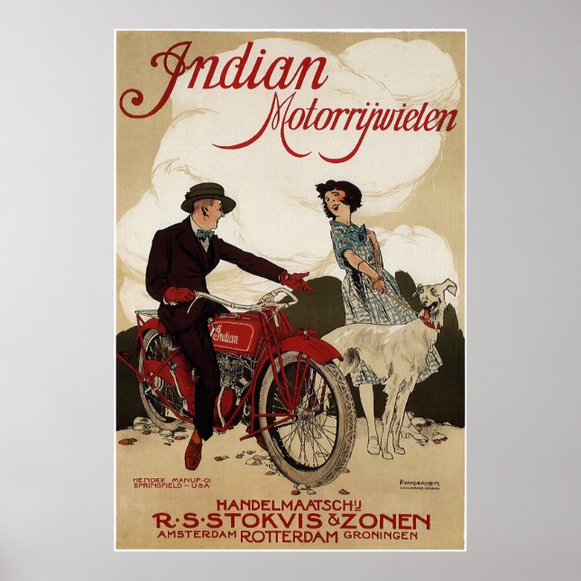 c. NEDERLÄNDSKA MOTORCYKLER 1915 Poster (Framsidan)