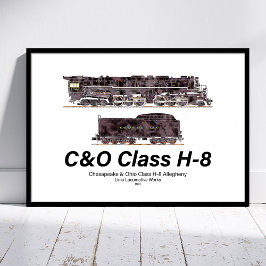 C&O Class H-8 Allegheny Steam Locomotive Profile Poster