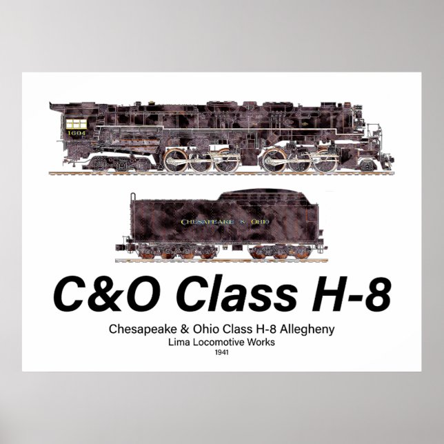 C&O Class H-8 Allegheny Steam Locomotive Profile Poster (Framsidan)