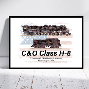C&O Klass H-8 Allegheny Lokomotiv - Amerikansk fla Fototryck
