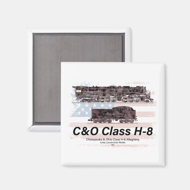 C&O Klass H-8 Allegheny Lokomotiv - Amerikansk fla Magnet (Front/Back)